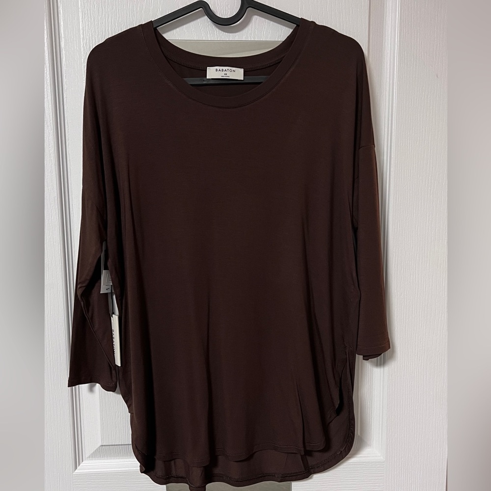 Aritzia babaton brown coffee bean norris top sz xs xsmall new